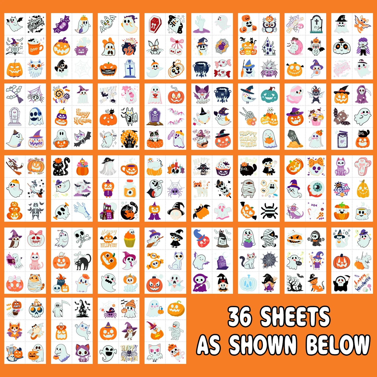36 Blatt Leuchtende Halloween Tattoos